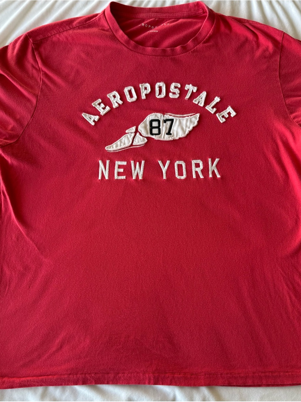 Aeropostale Red Crewneck Tee with White Appliqué Logo